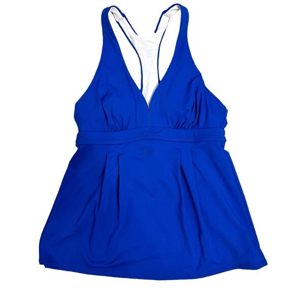 Land's End Blue Modest Quality Classic MInimalist Pool Swim Tankini  Top sz 4 - Picture 2 of 6